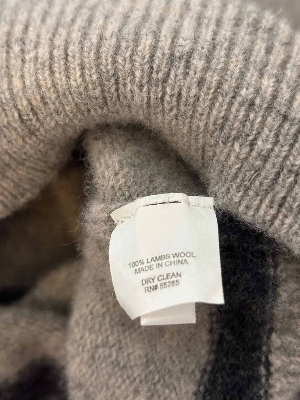 Express Men's 100% Lambs Wool Crewneck Sweater in Gray with Black Stripes